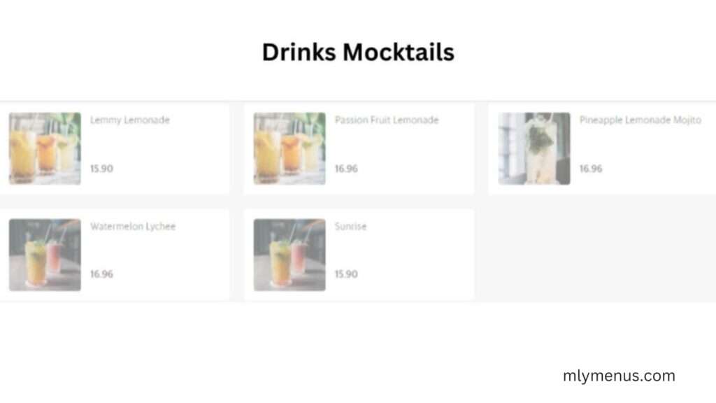 Drinks Mocktails mlymenus