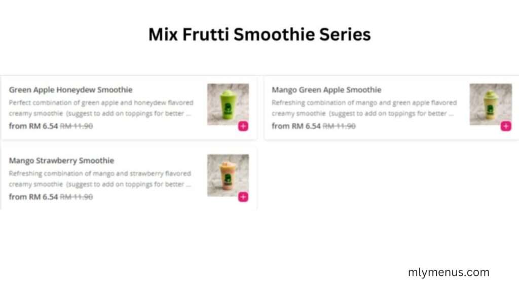 Mix Frutti Smoothies Series mlymenus