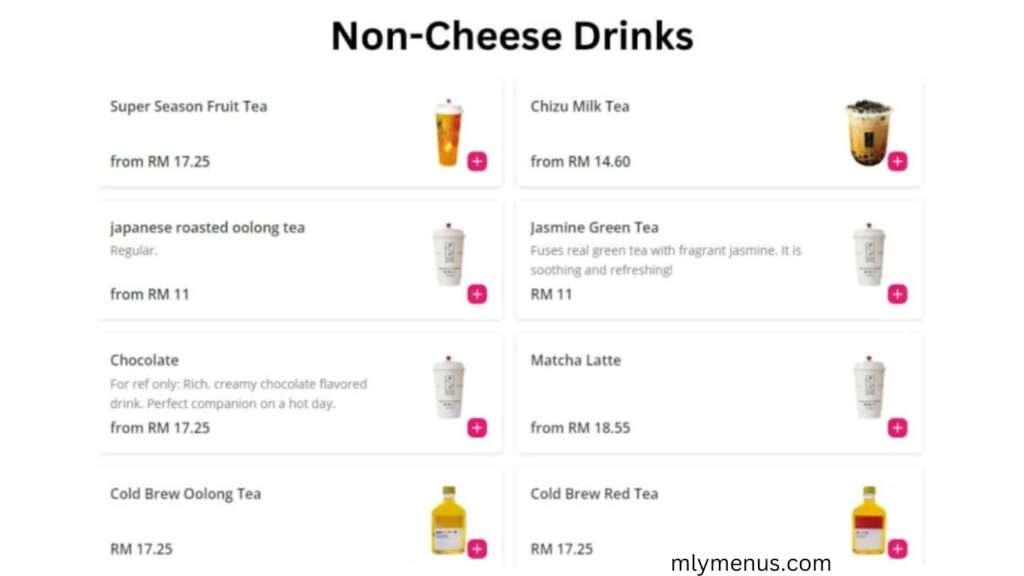 Non-Cheese Drinks mlymenus
