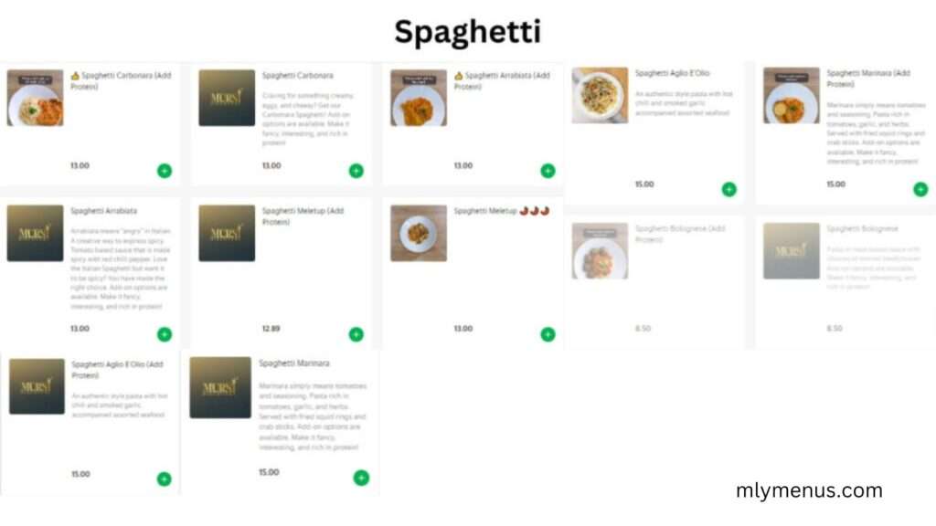 Spaghetti mlymenus