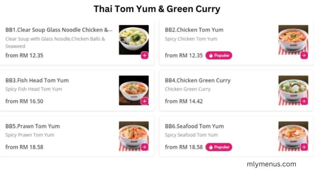 Thai Tom Yum & Green Curry mlymenus