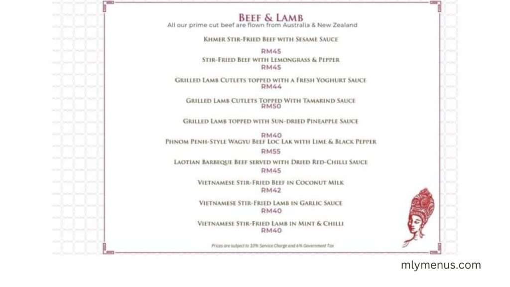 Beef & Lamb mlymenus