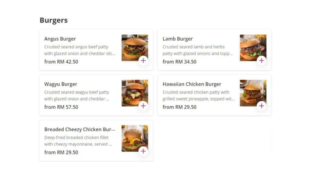 Burgers Malaysia Menu