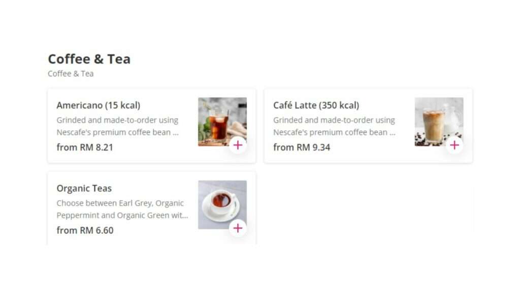 Coffee & Tea Malaysia Menu