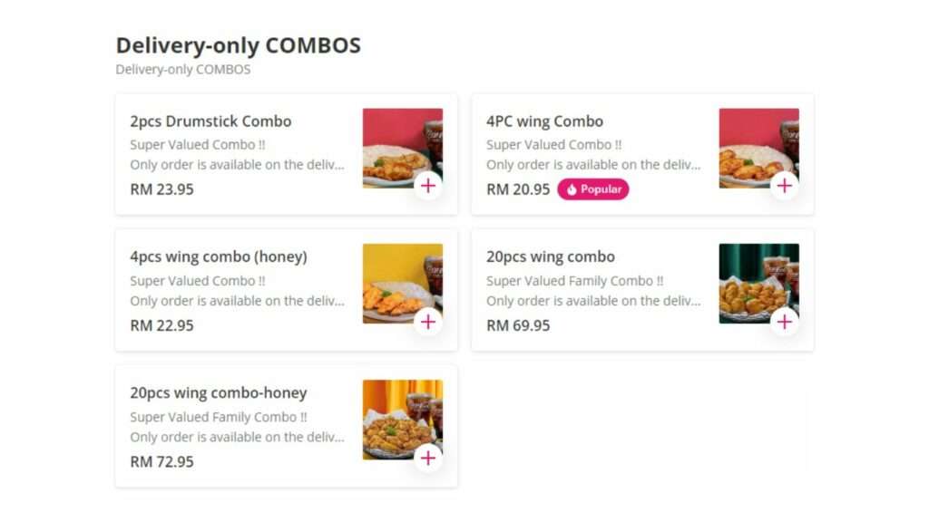 Delivery-only Combos