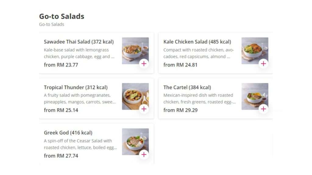 Go-To Salads Malaysia Menu