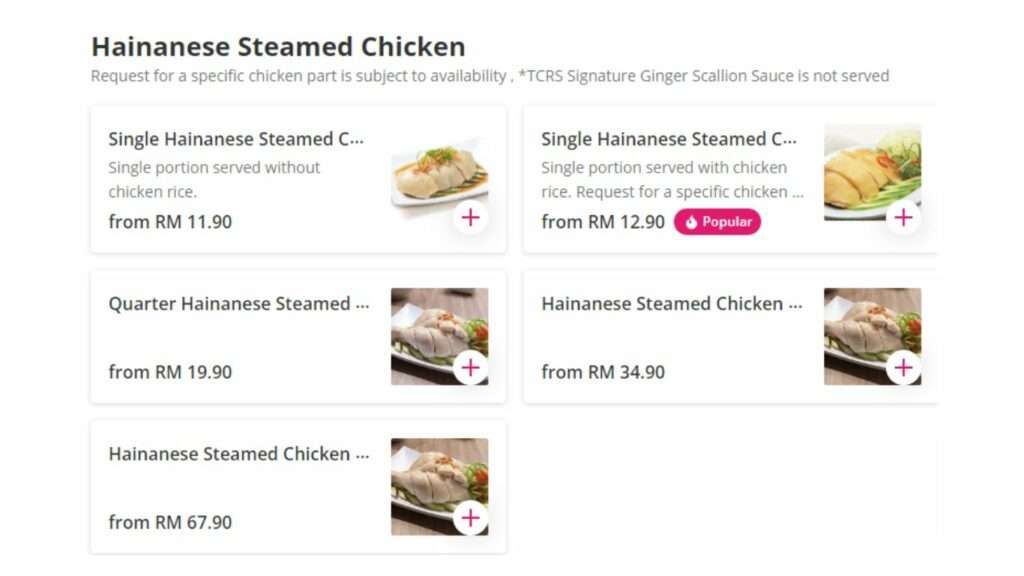 Hainanese Steamed Chicken Price