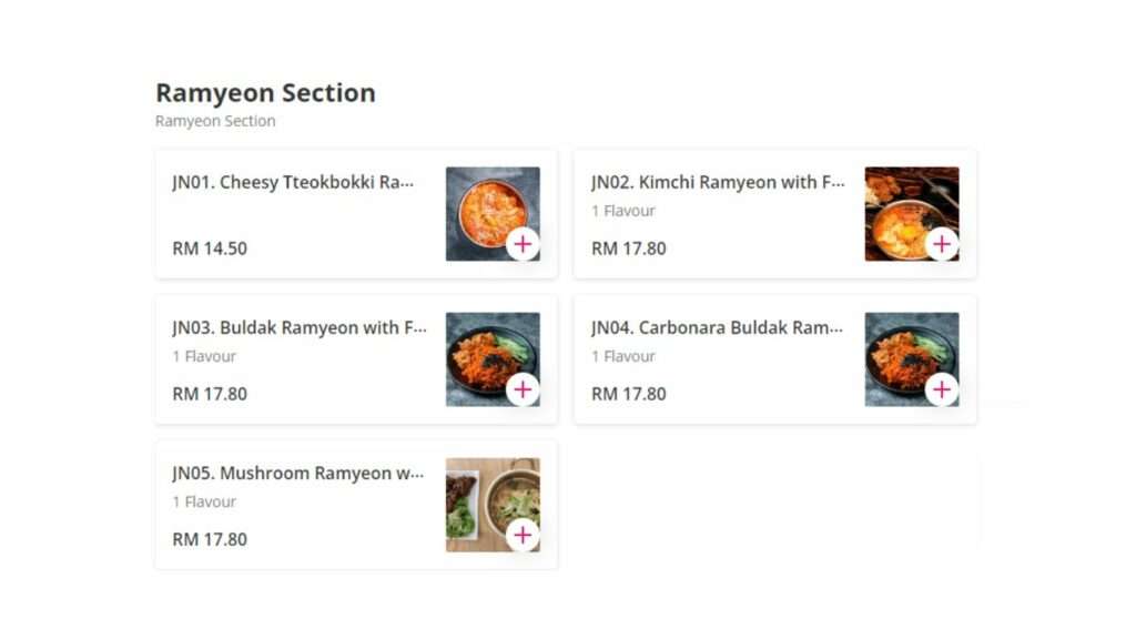 Ramyeon Section Price