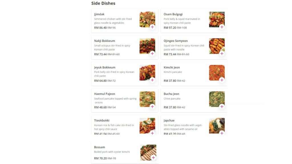 Side Dishes Price