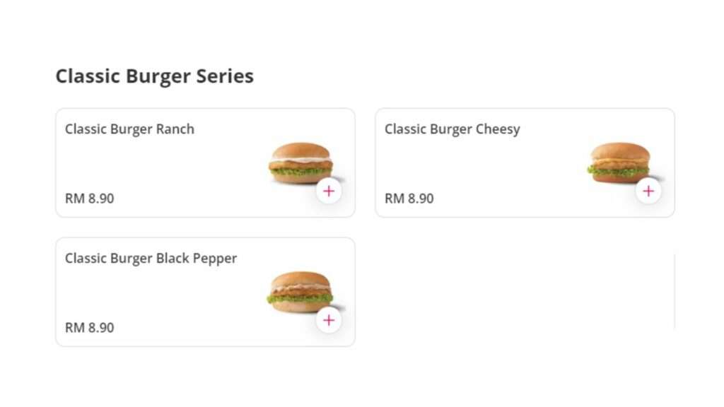 Classic Burger Series Malaysia Menu