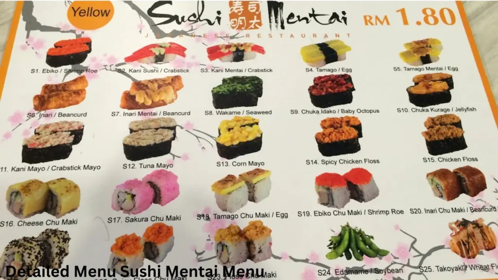 Detailed Sushi Mentai Menu