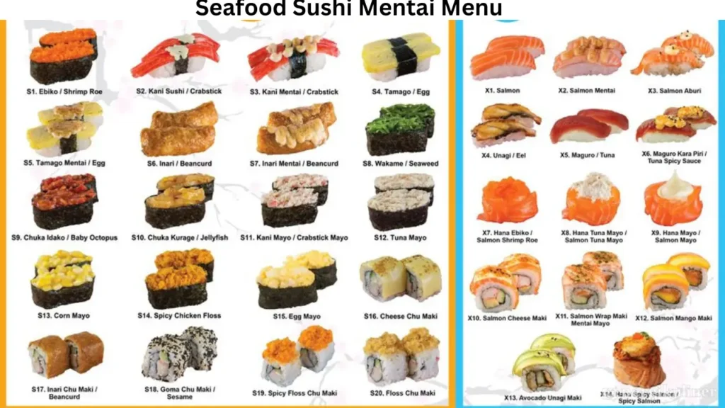 Seafood Sushi Mentai Menu