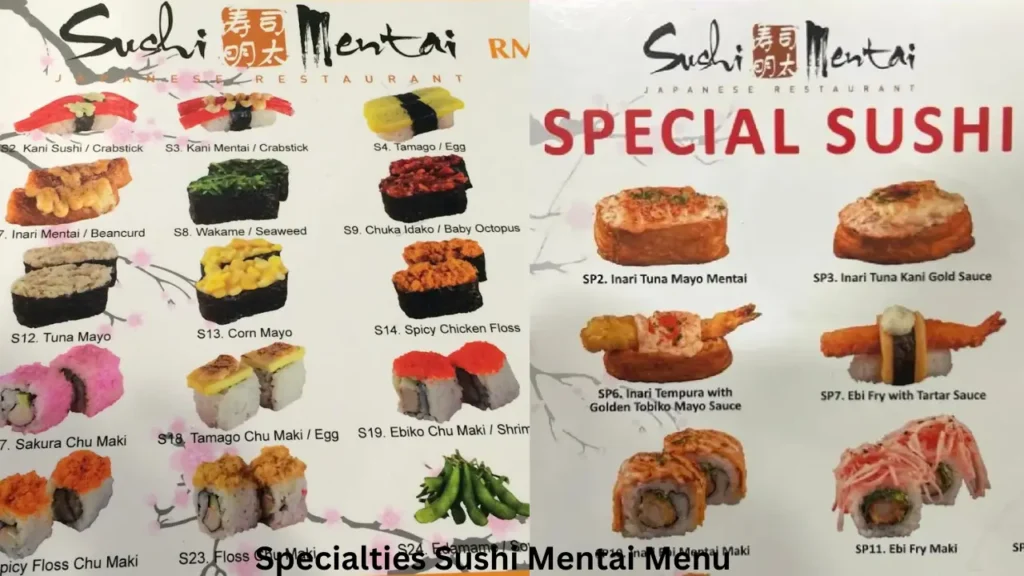 Specialities Sushi Mentai Menu