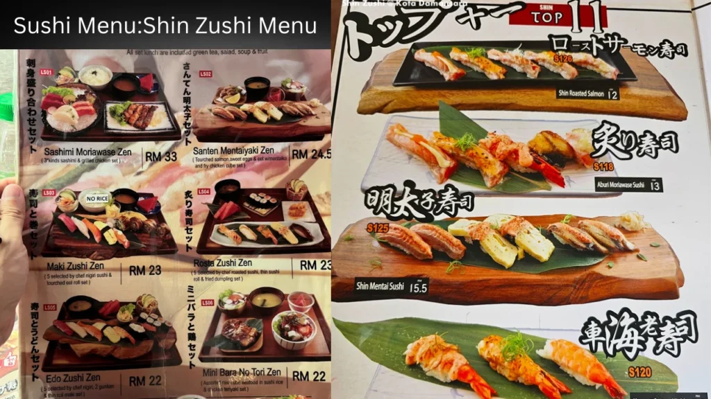 Sushi MenuShin Zushi Menu