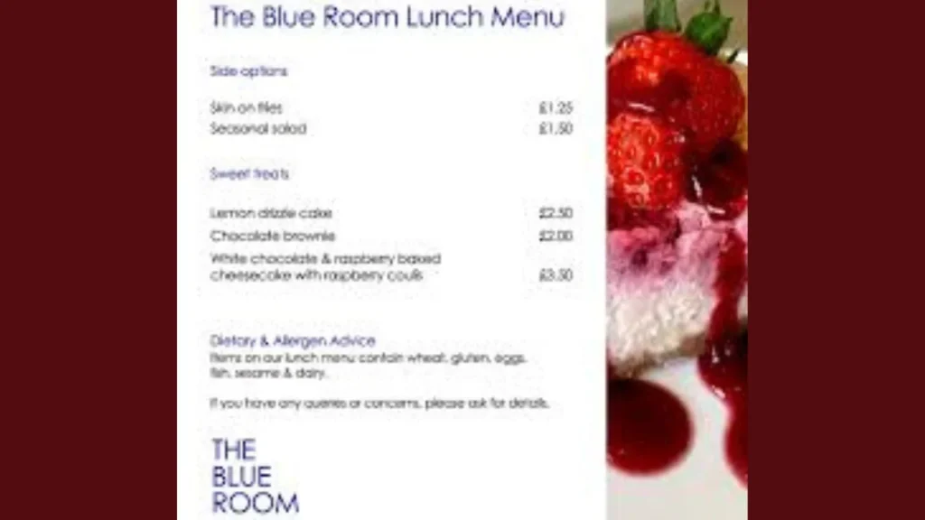 Dessert 33 Blue Room Menu