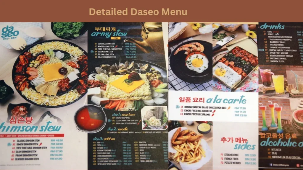 Detailed Daseo Menu