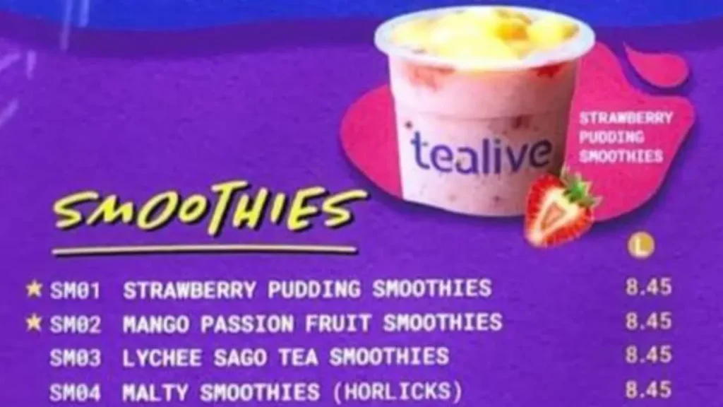 Smoothies And Specialty Drinks Tealive Menu 2022