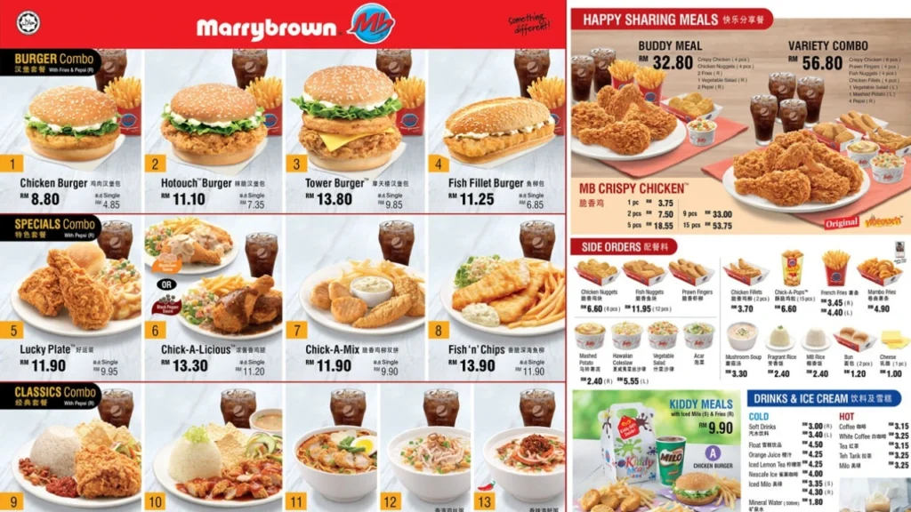 Combo Meals Marrybrown Menu