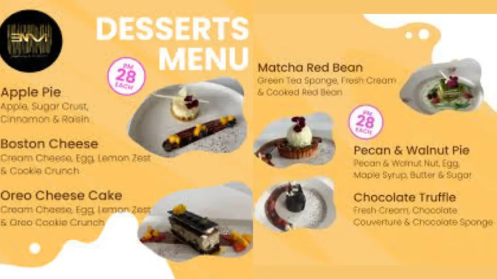 Desserts Envi Skydining Menu