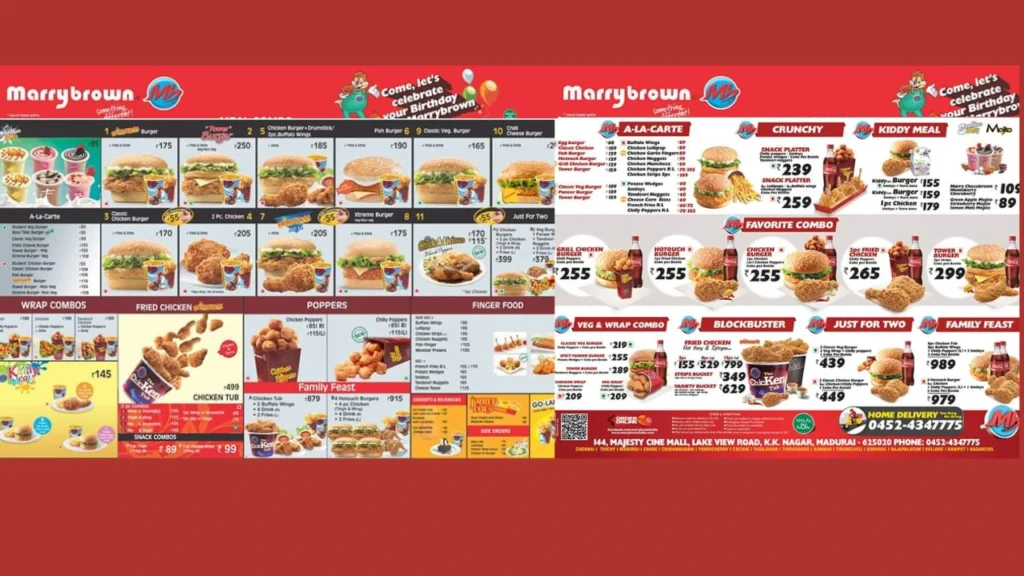 Detailed Marrybrown Menu