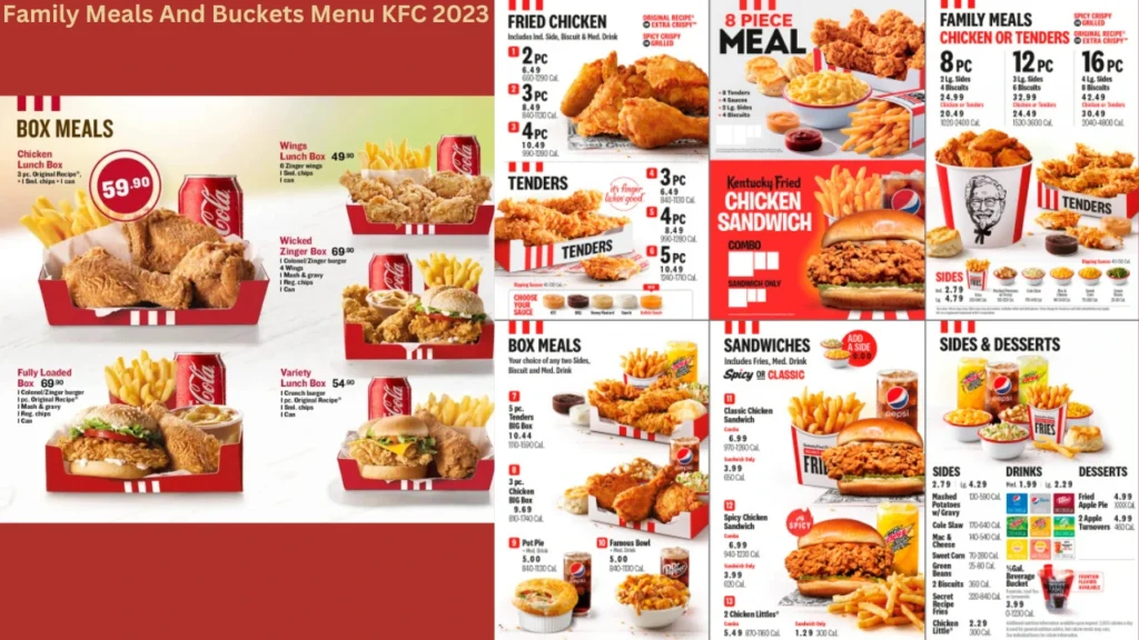 Family Meals And Buckets Menu KFC 2023