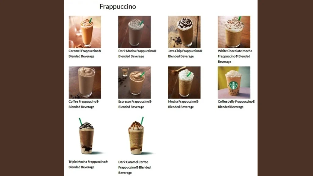 Frappuccinos Starbucks Malaysia Menu