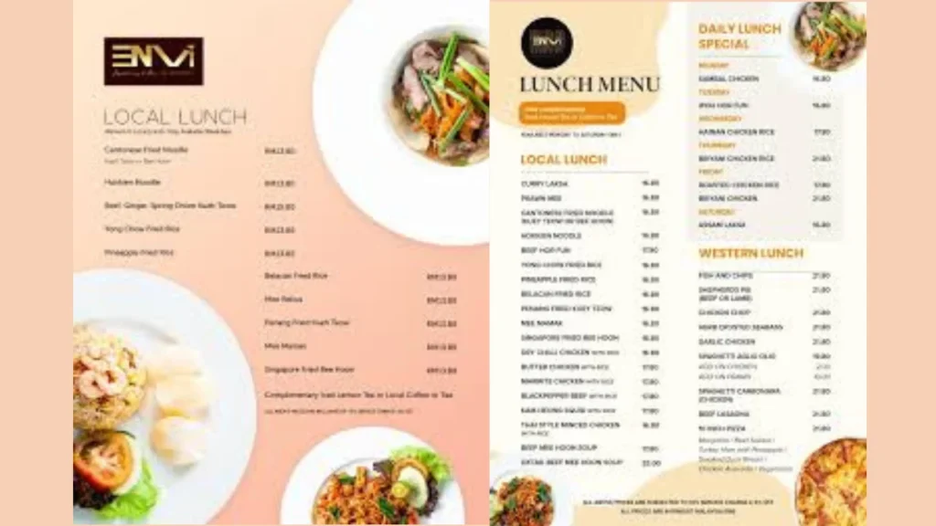 Lunch Envi Skydining Menu