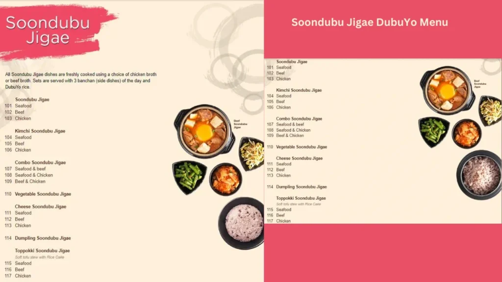 Soondubu Jigae DubuYo Menu