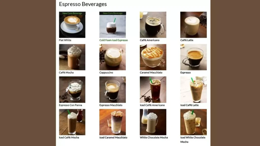 Espresso Beverages Starbuck Malaysia Menu