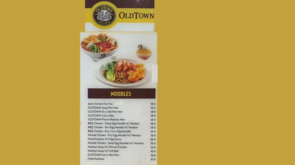 Noodles Old Town Menu