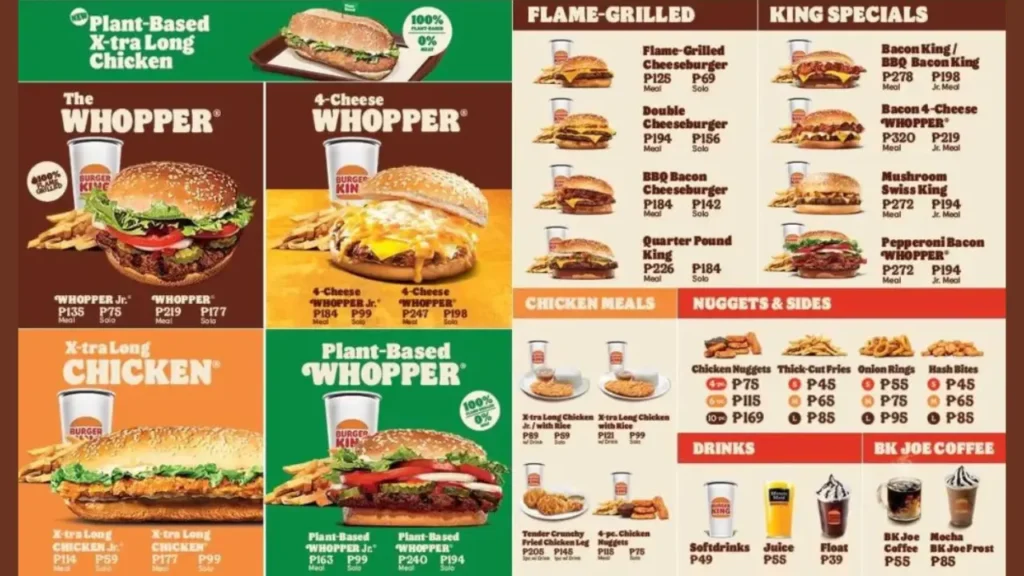 Detailed Burger King Menu