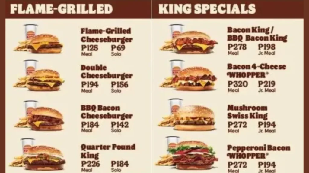 Flame-Grilled Burgers Burger King Menu