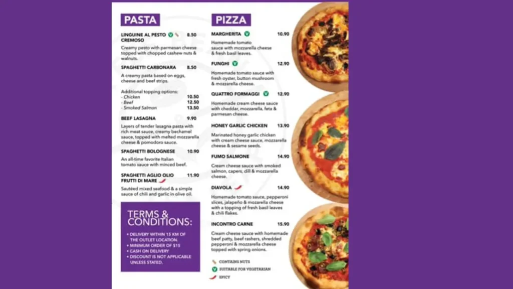 Pizzas and Pastas Coffee Bean Menu Malaysia