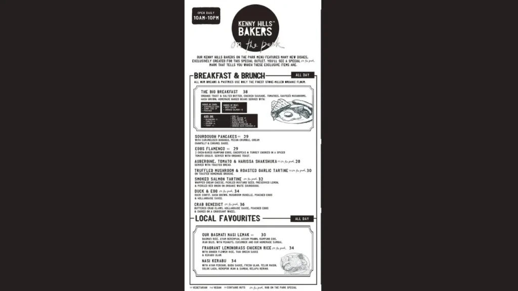 Breakfast Kenny Hills Bakers Menu