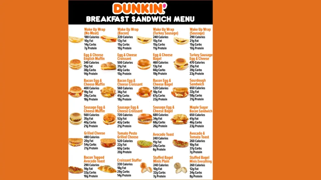 Breakfast Sandwiches Dunkin Donuts Menu