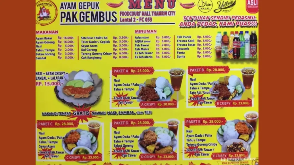 Detailed Menu Ayam Gepuk Pak Gembus