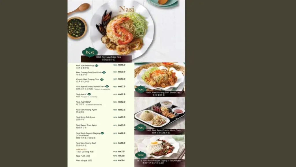 Nasi Mohd Chan Menu