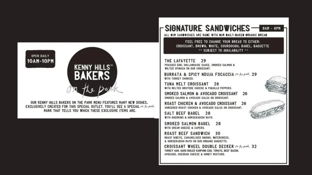 Sandwich Kenny Hills Bakers Menu