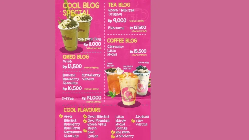 Signature Bubble Teas Coolblog Menu