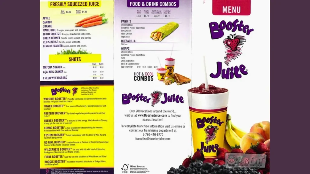 Smoothies Booster Juice Menu