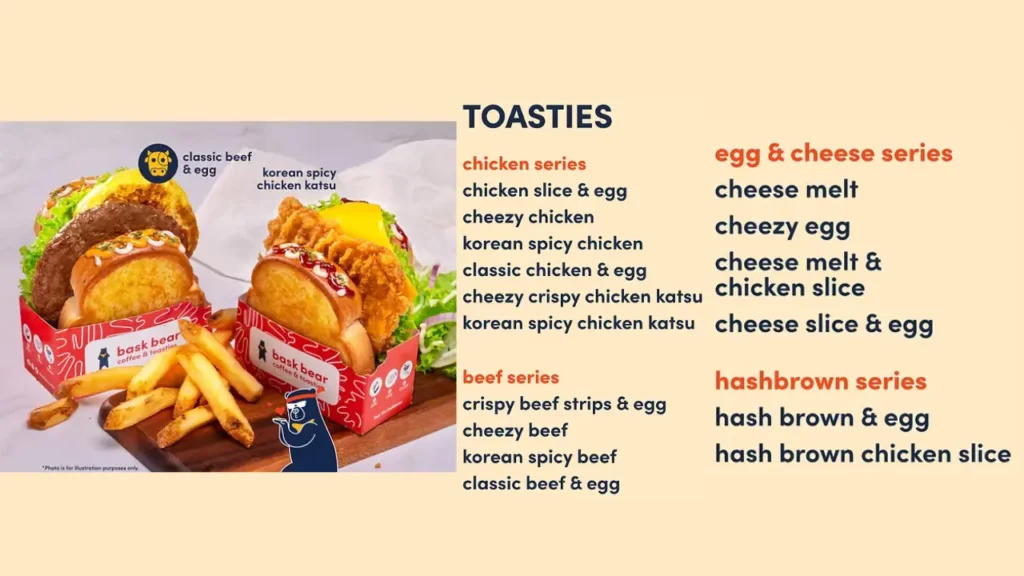 Toasties Bask Bear Menu