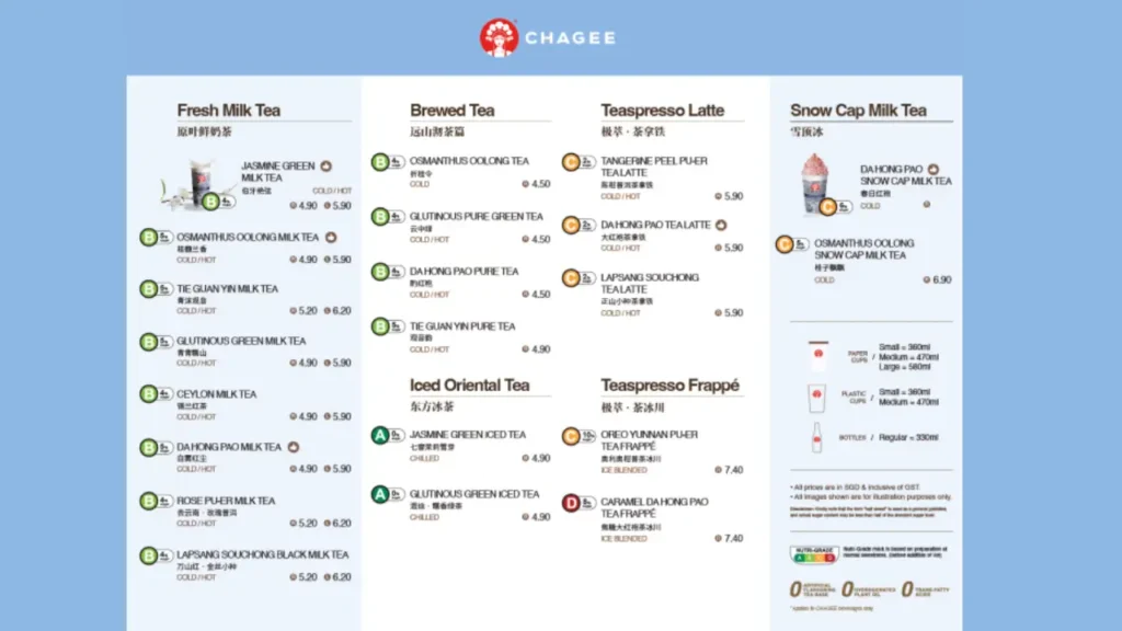 Pricing and Affordability Menu Chagee