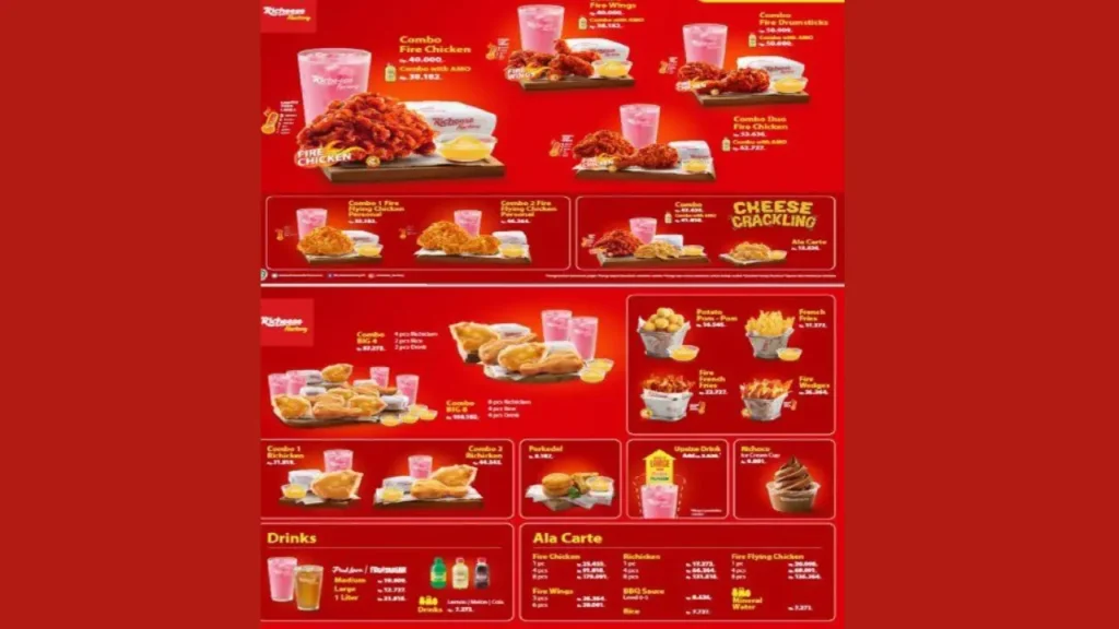 Richicken and Fire Chicken Meals Richeese Factory Menu Price