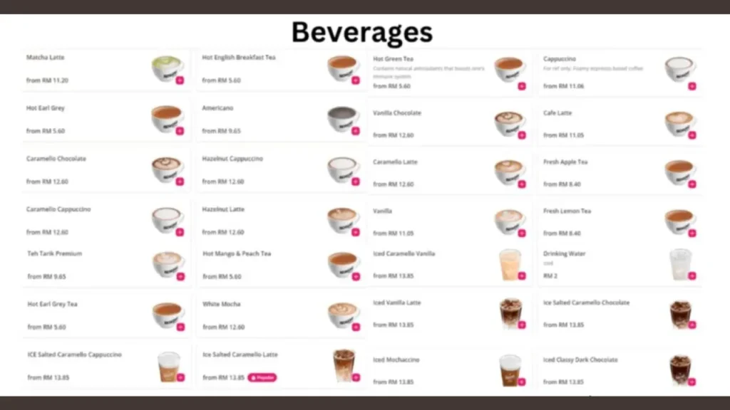 Beverages Richiamo Coffee Food Menu