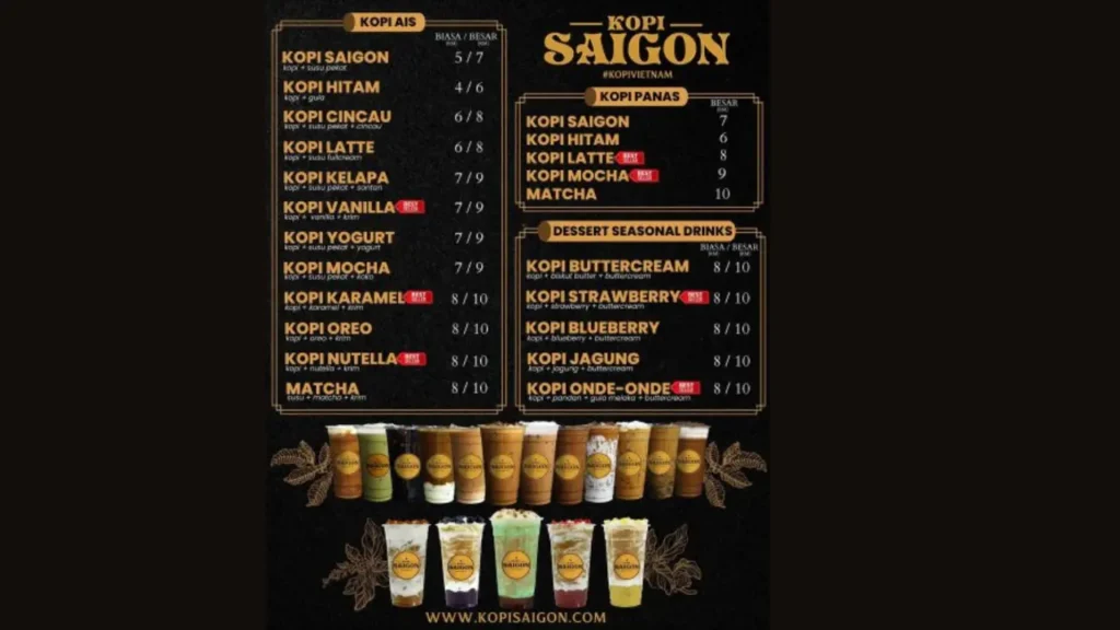Coffee Series Kopi Saigon Menu Price