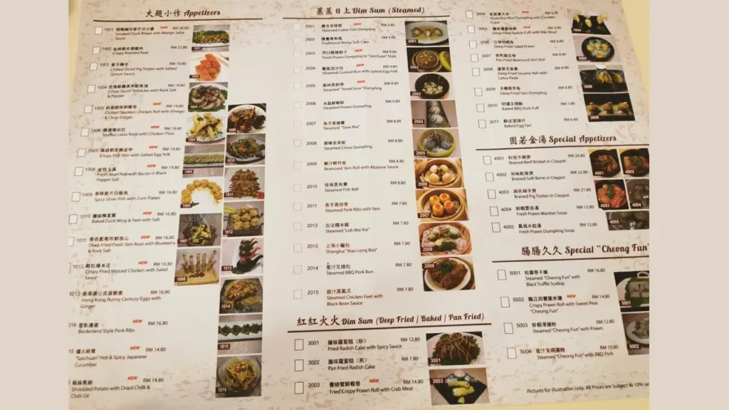 Main Course Kingdom Palace Restaurant Menu