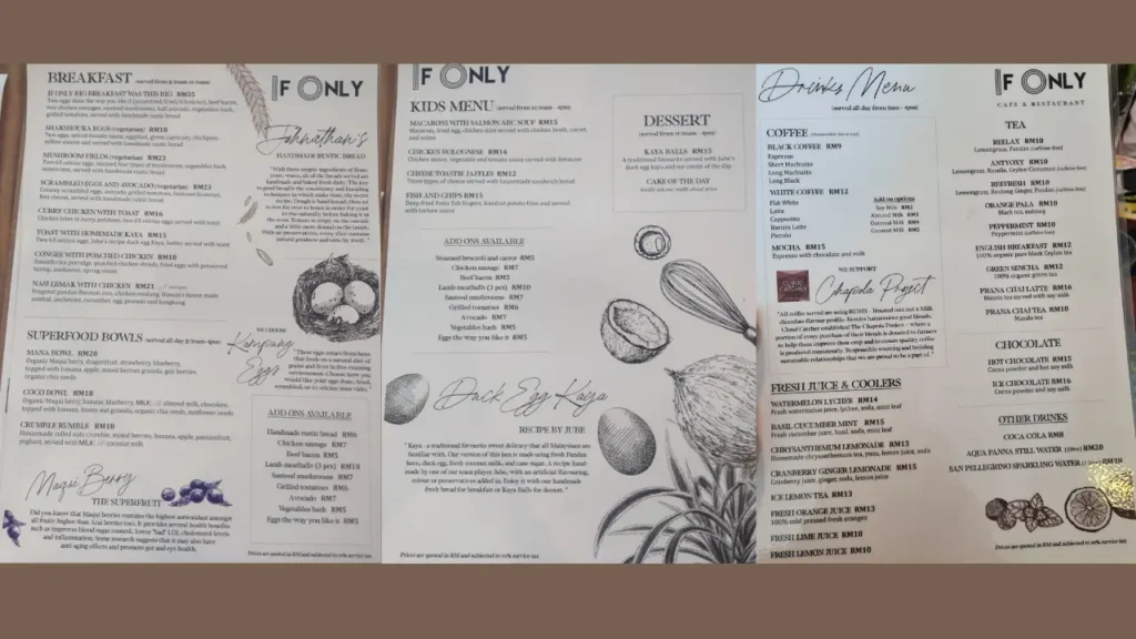 Morning Delights If Only Restaurant Menu