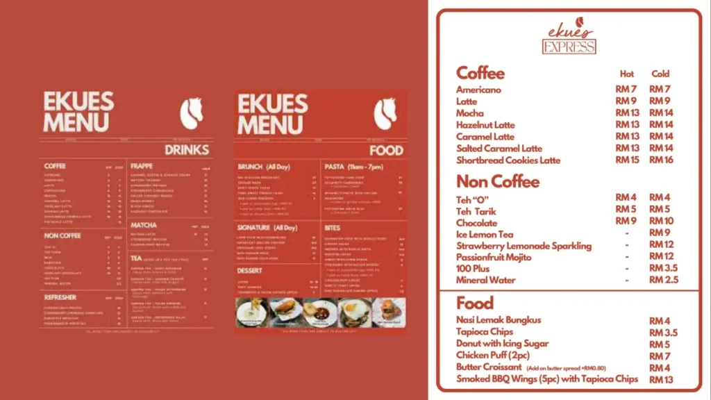 Coffee and Hot Drinks Ekues Cabin Cafe Menu