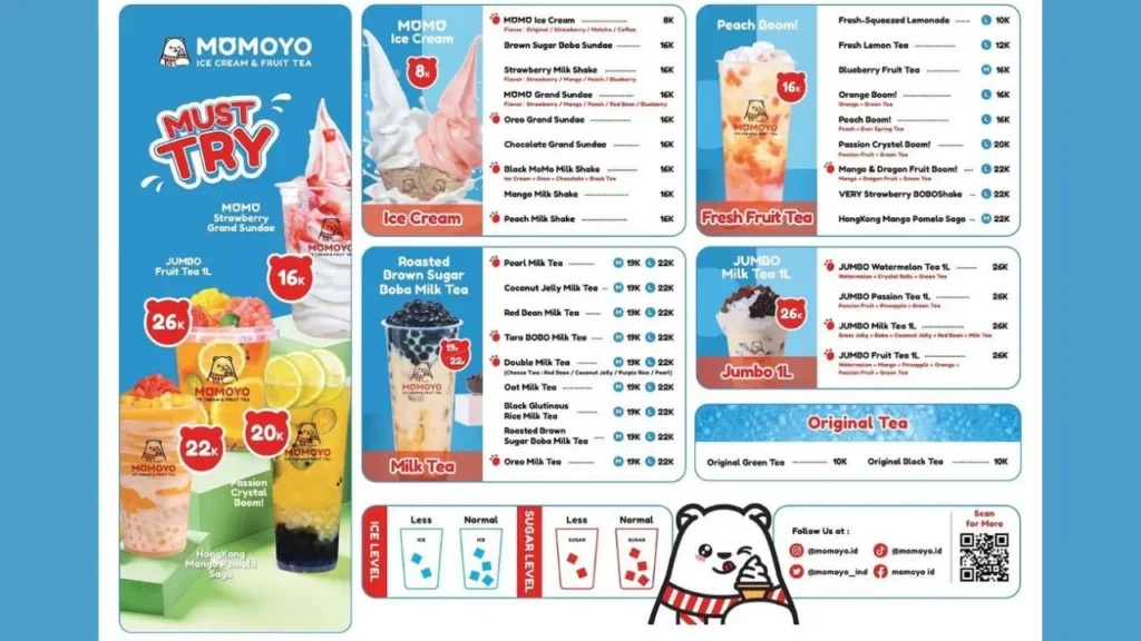 Drinks and Desserts Momoyo Menu 