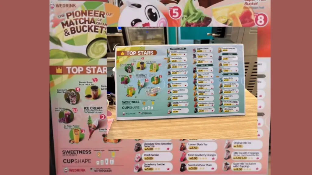 Main Drink Sections WeDrink Menu